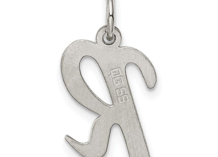 Sterling Silver Rhodium-plated Script Letter R Initial Charm (Style QC5082R)