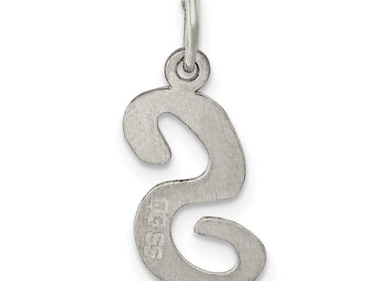 Sterling Silver Rhodium-plated Script Letter S Initial Charm (Style QC5082S)