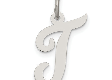 Sterling Silver Rhodium-plated Script Letter Initial Charm (Medium)