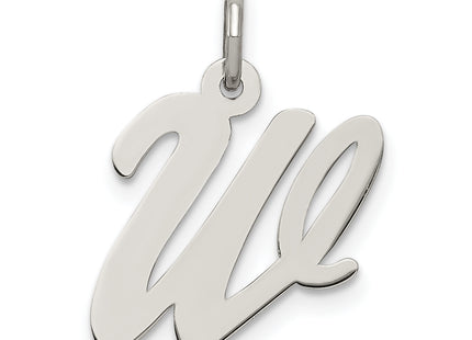 Sterling Silver Rhodium-plated Script Letter Initial Charm (Medium)