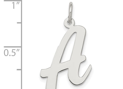 Sterling Silver Rhodium-plated Script Letter Initial Charm, 21 x 14mm