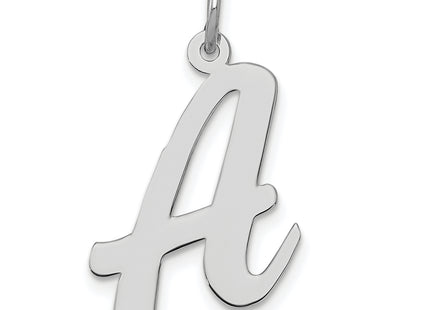 Sterling Silver Rhodium-plated Script Letter Initial Charm (Large)