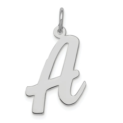 Sterling Silver Rhodium-plated Script Letter Initial Charm, 21 x 14mm