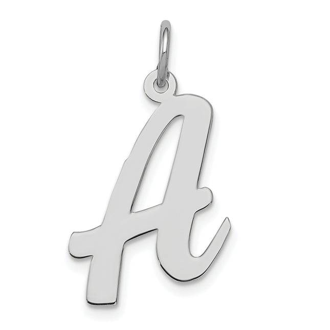 Sterling Silver Rhodium-plated Script Letter Initial Charm (Large)