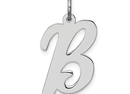 Sterling Silver Rhodium-plated Script Letter Initial Charm (Large)
