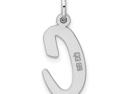 Sterling Silver Rhodium-plated Script Letter C Initial Charm (Style QC5084C)
