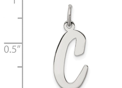 Sterling Silver Rhodium-plated Script Letter C Initial Charm (Style QC5084C)