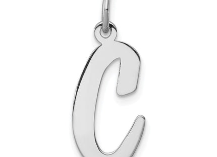 Sterling Silver Rhodium-plated Script Letter C Initial Charm (Style QC5084C)