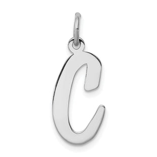 Sterling Silver Rhodium-plated Script Letter C Initial Charm (Style QC5084C)