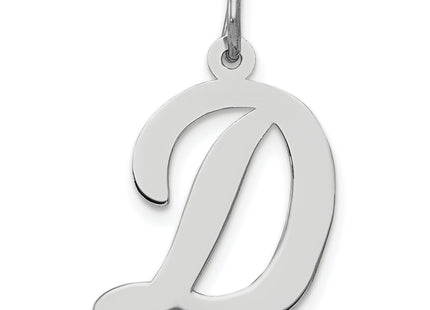 Sterling Silver Rhodium-plated Script Letter Initial Charm (Large)