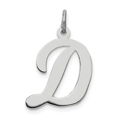 Sterling Silver Rhodium-plated Script Letter Initial Charm, 21 x 14mm