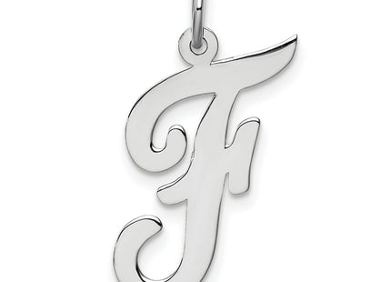Sterling Silver Rhodium-plated Script Letter Initial Charm (Large)