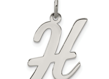 Sterling Silver Rhodium-plated Script Letter Initial Charm (Large)