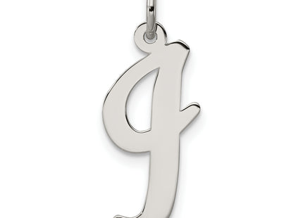 Sterling Silver Rhodium-plated Script Letter Initial Charm (Large)