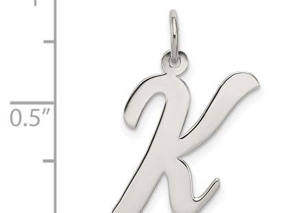 Sterling Silver Rhodium-plated Script Letter K Initial Charm (Style QC5084K)