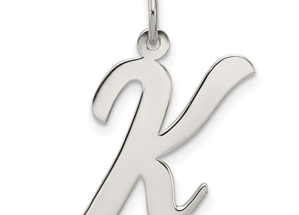 Sterling Silver Rhodium-plated Script Letter K Initial Charm (Style QC5084K)