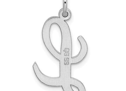 Sterling Silver Rhodium-plated Script Letter L Initial Charm (Style QC5084L)