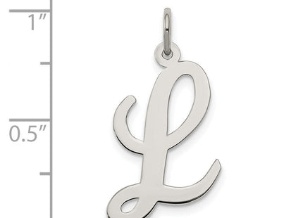 Sterling Silver Rhodium-plated Script Letter L Initial Charm (Style QC5084L)