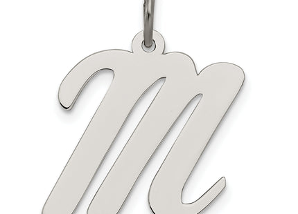 Sterling Silver Rhodium-plated Script Letter Initial Charm (Large)
