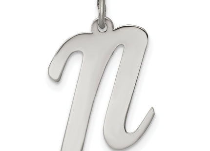 Sterling Silver Rhodium-plated Script Letter Initial Charm (Large)