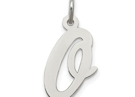 Sterling Silver Rhodium-plated Script Letter Initial Charm (Large)