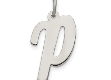 Sterling Silver Rhodium-plated Script Letter Initial Charm (Large)