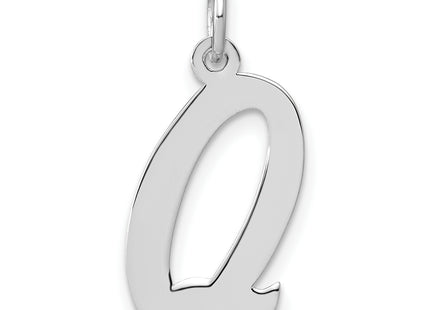 Sterling Silver Rhodium-plated Script Letter Initial Charm (Large)