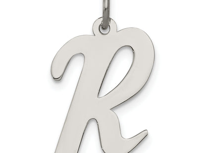 Sterling Silver Rhodium-plated Script Letter Initial Charm (Large)