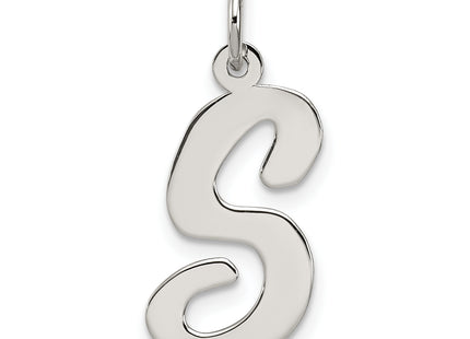 Sterling Silver Rhodium-plated Script Letter Initial Charm (Large)