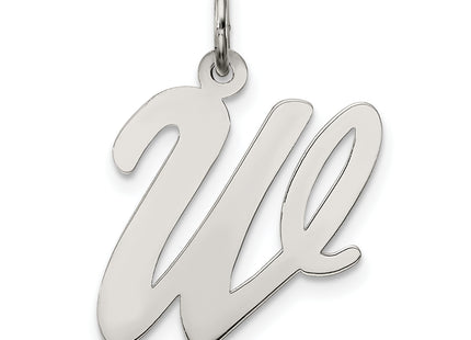 Sterling Silver Rhodium-plated Script Letter Initial Charm (Large)