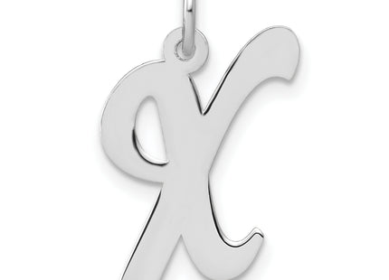 Sterling Silver Rhodium-plated Script Letter Initial Charm (Large)