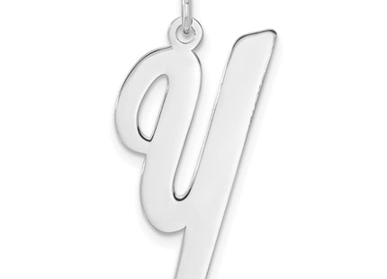 Sterling Silver Rhodium-plated Script Letter Initial Charm (Large)