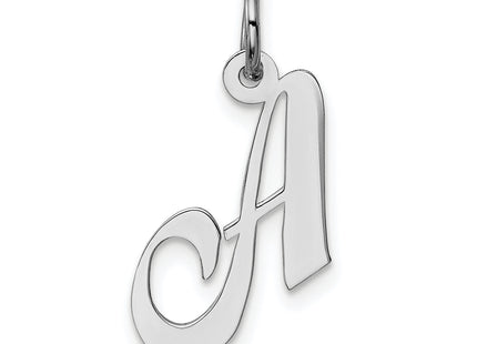 Sterling Silver Rhodium-plated Fancy Script Letter Initial Charm (Small)