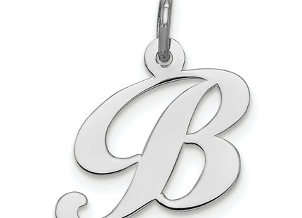 Sterling Silver Rhodium-plated Fancy Script Letter Initial Charm (Small)