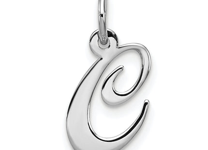 Sterling Silver Rhodium-plated Fancy Script Letter Initial Charm (Small)