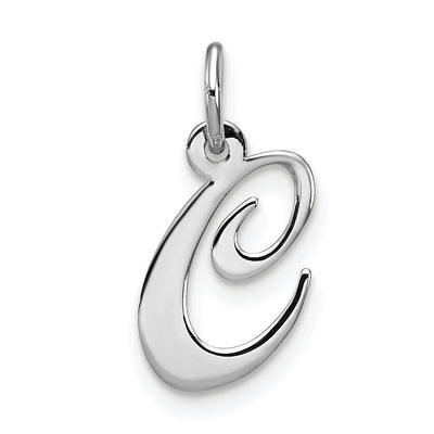 Sterling Silver Rhodium-plated Fancy Script Letter Initial Charm, 16 x 15mm