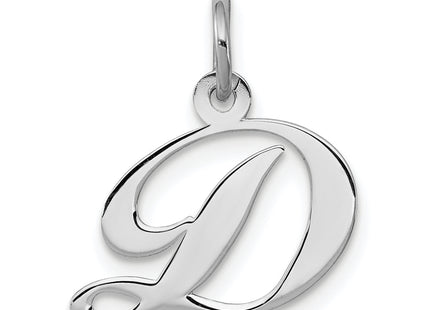 Sterling Silver Rhodium-plated Fancy Script Letter Initial Charm (Small)