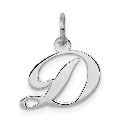 Sterling Silver Rhodium-plated Fancy Script Letter Initial Charm, 16 x 15mm