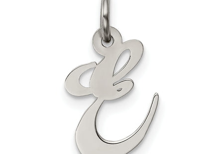 Sterling Silver Rhodium-plated Fancy Script Letter Initial Charm (Small)