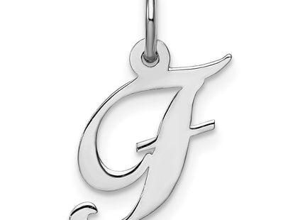 Sterling Silver Rhodium-plated Fancy Script Letter Initial Charm (Small)