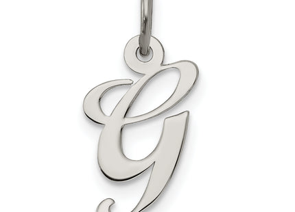 Sterling Silver Rhodium-plated Fancy Script Letter Initial Charm (Small)