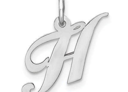 Sterling Silver Rhodium-plated Fancy Script Letter Initial Charm (Small)