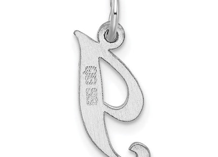 Sterling Silver Rhodium-plated Fancy Script Letter I Initial Charm (Style QC5086I)