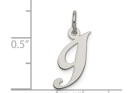 Sterling Silver Rhodium-plated Fancy Script Letter I Initial Charm (Style QC5086I)