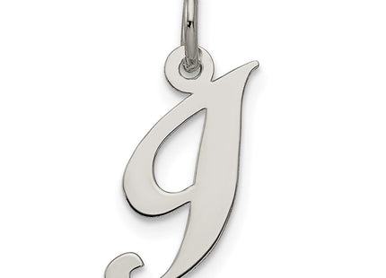Sterling Silver Rhodium-plated Fancy Script Letter I Initial Charm (Style QC5086I)