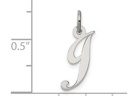 Sterling Silver Rhodium-plated Fancy Script Letter J Initial Charm (Style QC5086J)