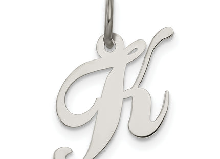 Sterling Silver Rhodium-plated Fancy Script Letter Initial Charm (Small)