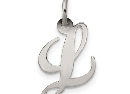 Sterling Silver Rhodium-plated Fancy Script Letter Initial Charm (Small)