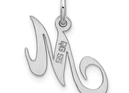 Sterling Silver Rhodium-plated Fancy Script Letter M Initial Charm (Style QC5086M)