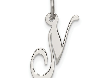 Sterling Silver Rhodium-plated Fancy Script Letter Initial Charm (Small)